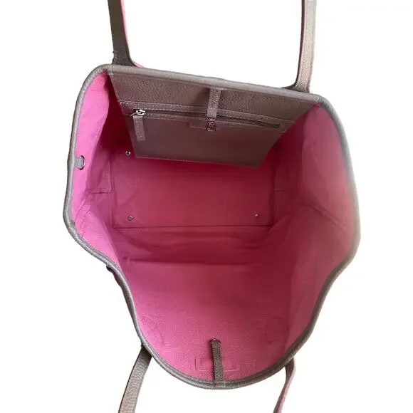 Lodis Bliss Tan And Pink Large Pebbled Leather Tote Bag - Picture 4 of 9